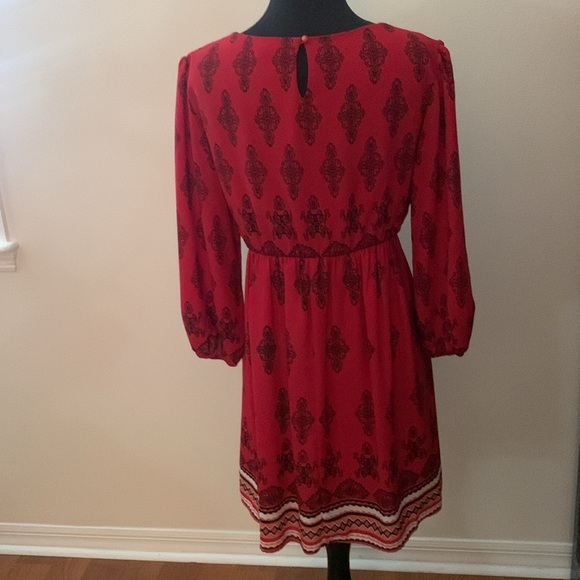 Red with Black, White & Orange Dress - Picture 5 of 8